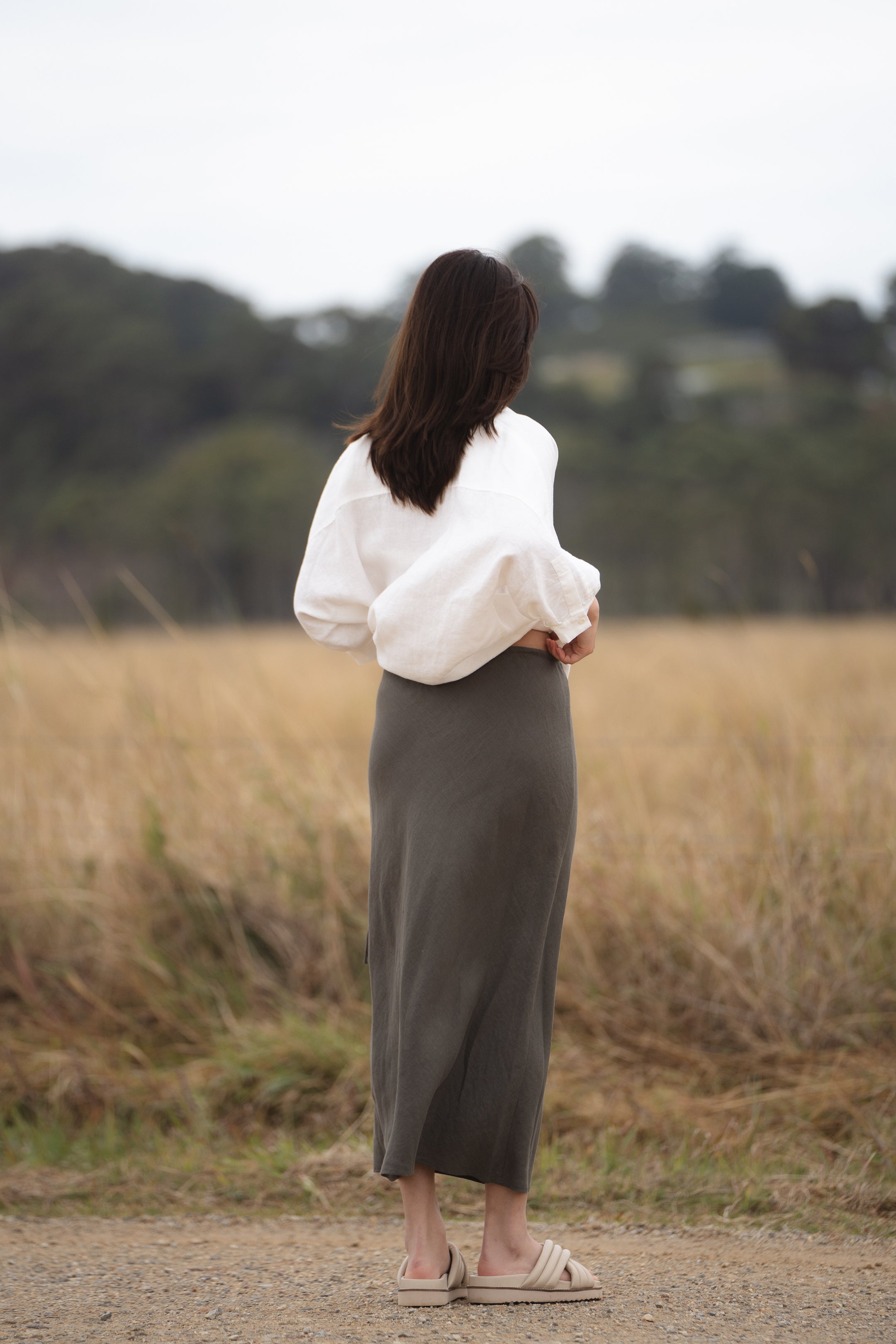 Riley Bias Linen Skirt